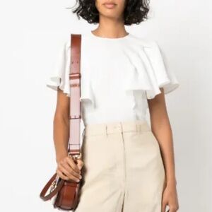 Chloe Linen Flutter Sleeve Top Size 38